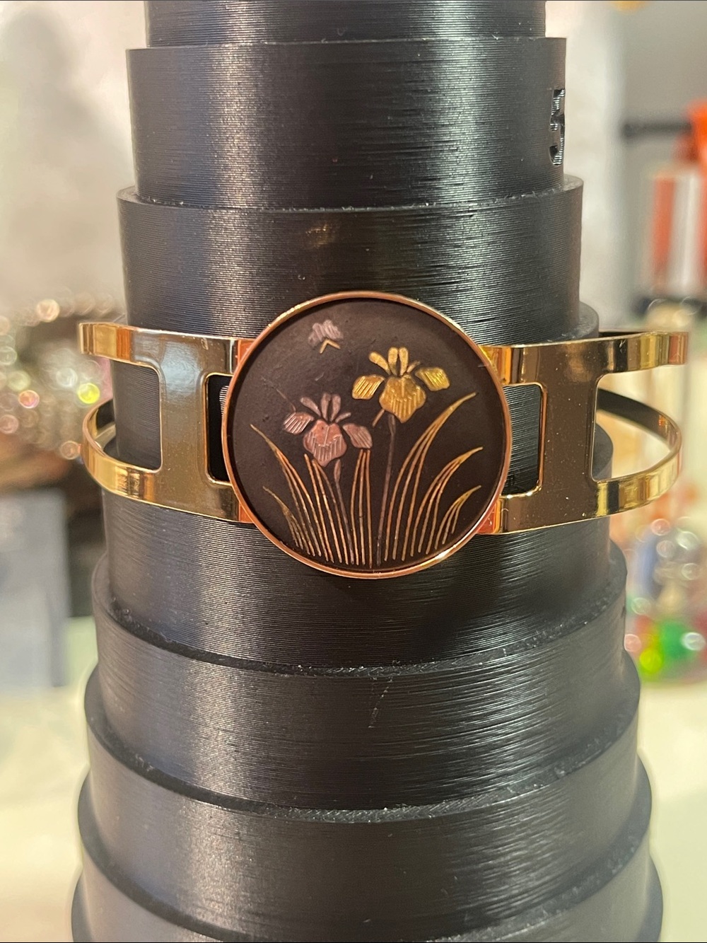 Amita Iris Damascene gold-tone cuff bracelet